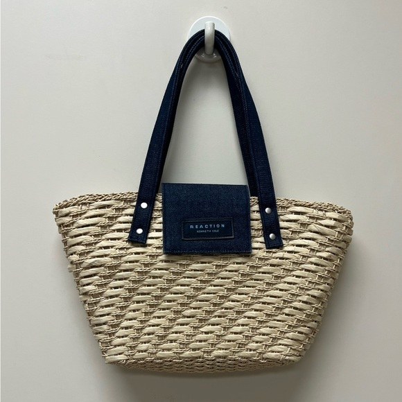Kenneth Cole Reaction Handbags - Kenneth Cole Reaction Denim and Straw Satchel, EUC